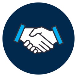 500x500 px blue circle icon handshake